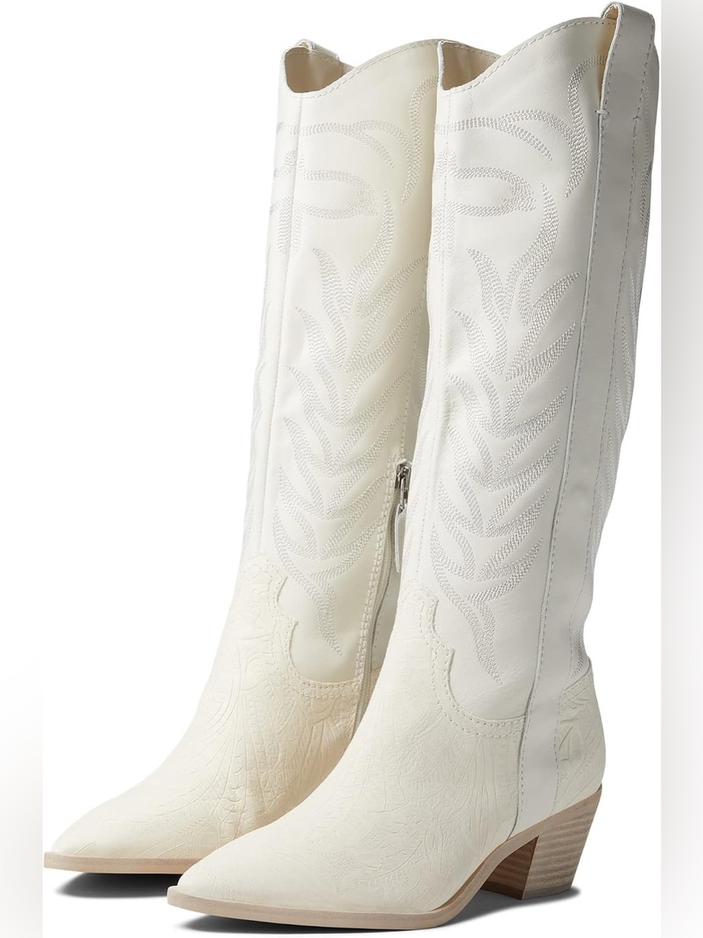 Women’s DOLCE VITA Solei cream embossed tall leather western boots- Size 6.5